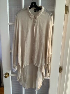 The Fisher Project Cream Button-Front High-Low Blouse.